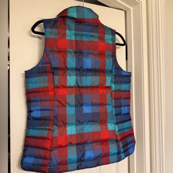 Lands’ End Women's Plaid Down Puffer Vest Size S Red Blue Full Zip - Picture 6 of 6